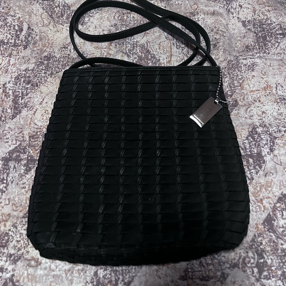Evan Picone classic black woven crossbody bag